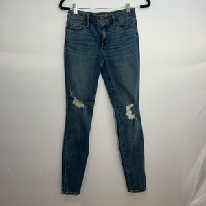 Skinny Dark Wash Jeans with Holes at Knee!